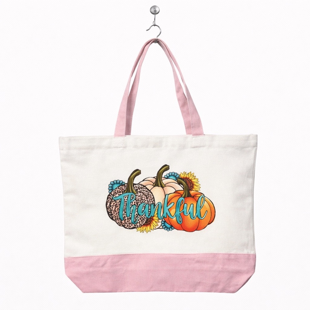 “Thankful” / Fall Canvas Tote Bag - Fall/Autumn Design